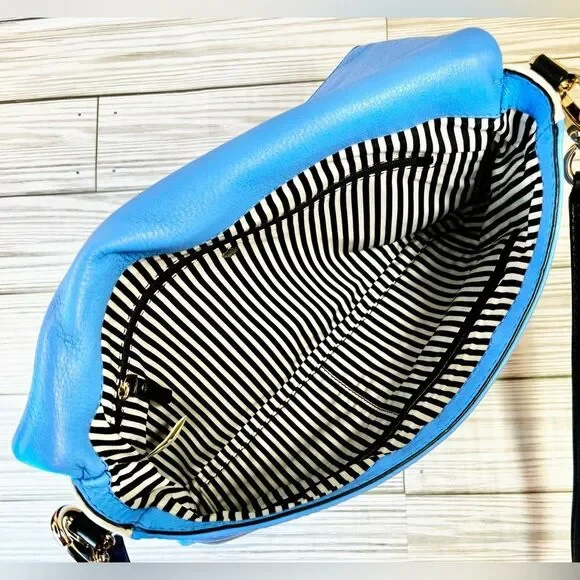 013-Kate Spade Marsala Blk,wht&blue color Block Leather Messenger Crossbody Bag - Picture 11 of 13